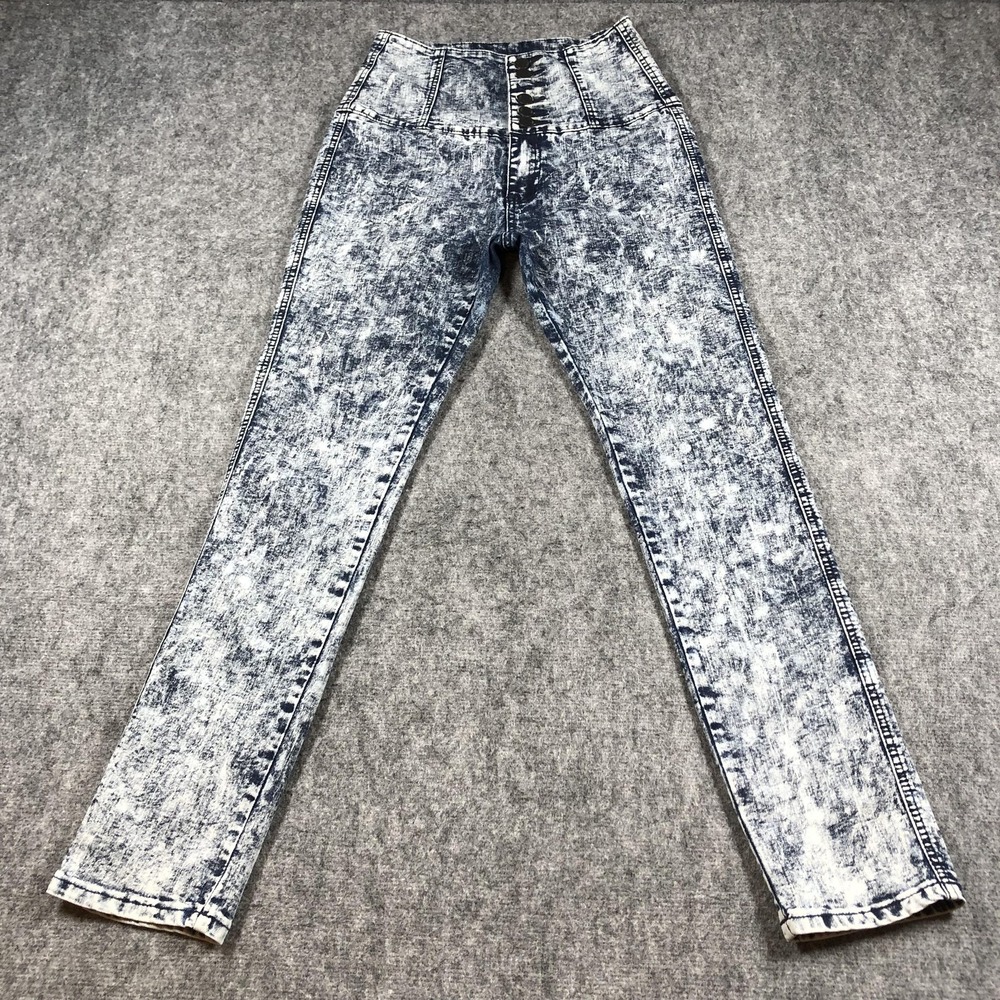 American Bazi Jeans Womens 11 Acid Wash Blue High Rise Skinny Stretch Button Fly